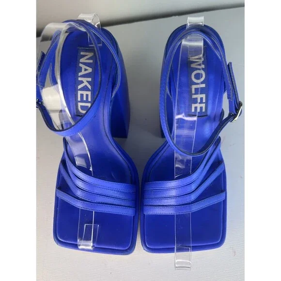 Naked Wolfe Platform Sandals jada Royal Blue Size EU 39 US 9 - Picture 6 of 13